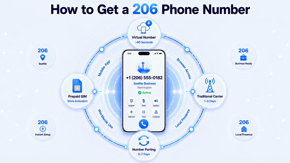 How to get a 206 phone number — virtual number options for Seattle and King County businesses