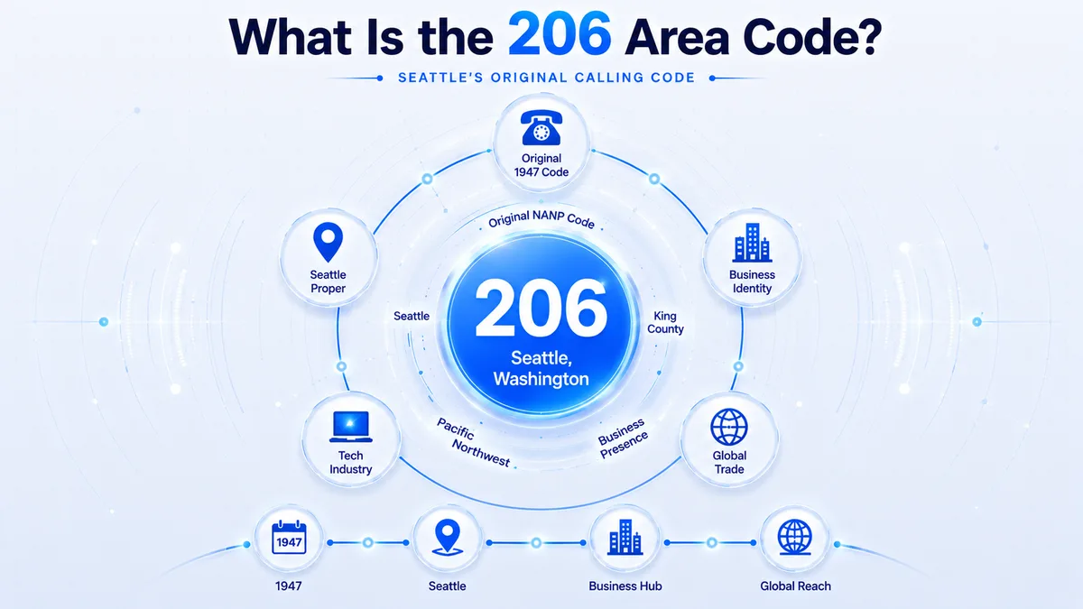 206 area code overview — Seattle, Washington telephone prefix covering King County since 1947