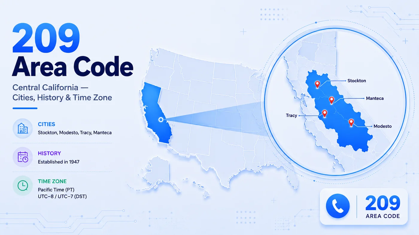 209 Area Code: Central California — Cities, History & Time Zone