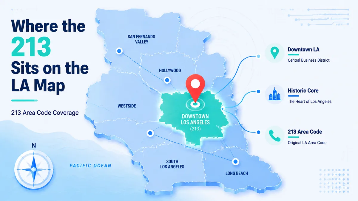 213 area code location map — Downtown Los Angeles, Koreatown, Westlake, and Central LA neighborhoods