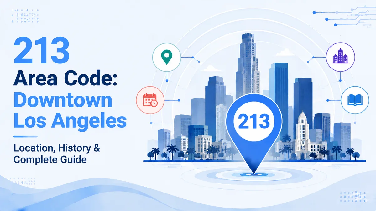 213 area code — Downtown Los Angeles skyline, Koreatown, and Central LA coverage map