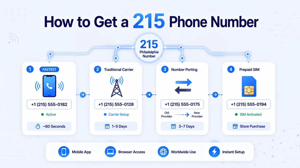 How to get a 215 phone number — virtual number options for Philadelphia and southeastern Pennsylvania