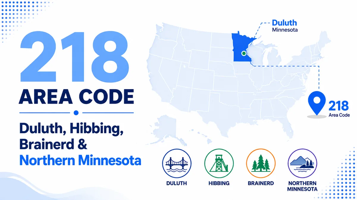 218 area code — northern Minnesota covering Duluth, Hibbing, Brainerd, Bemidji, and the Iron Range