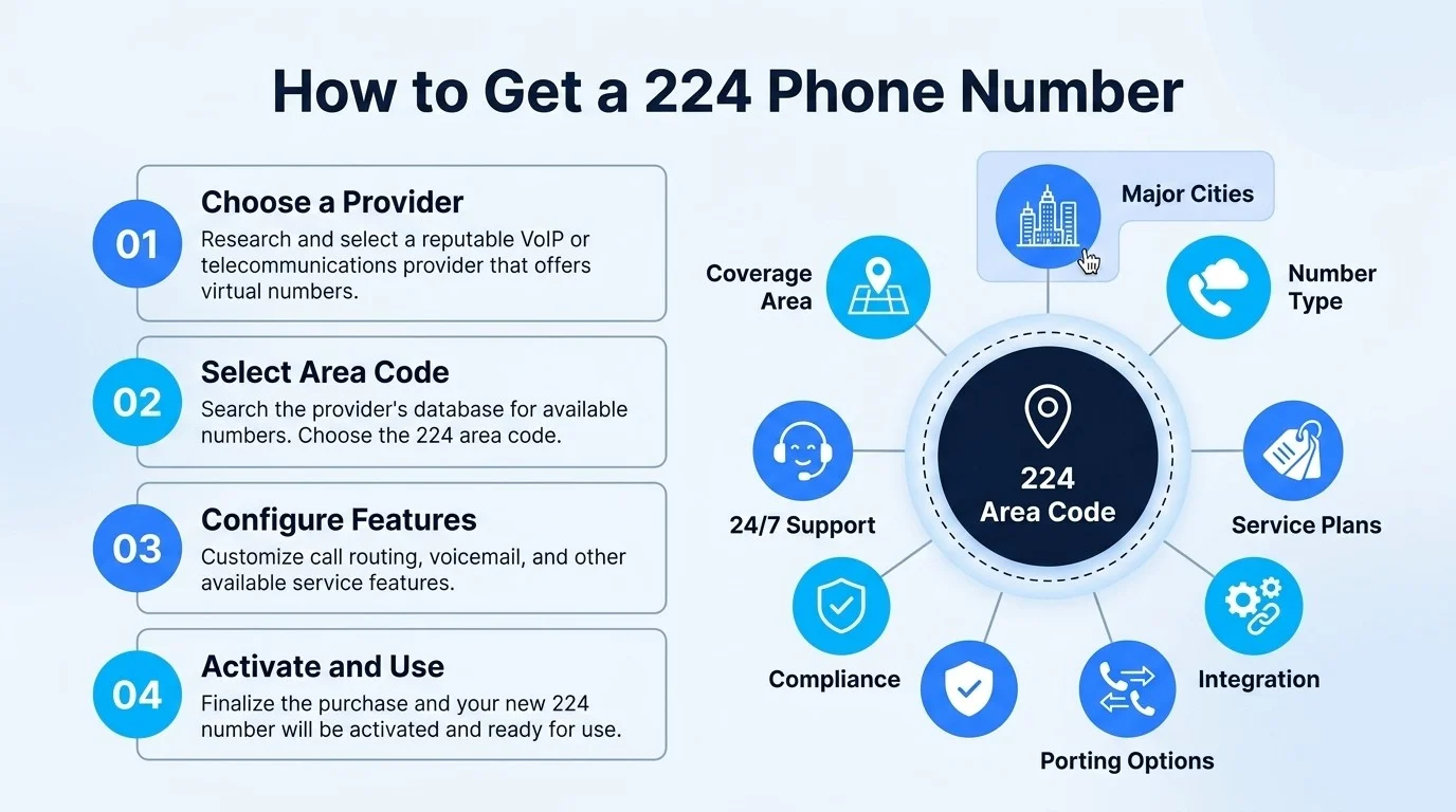 How to get a 224 phone number — steps to get a virtual northeastern Illinois number