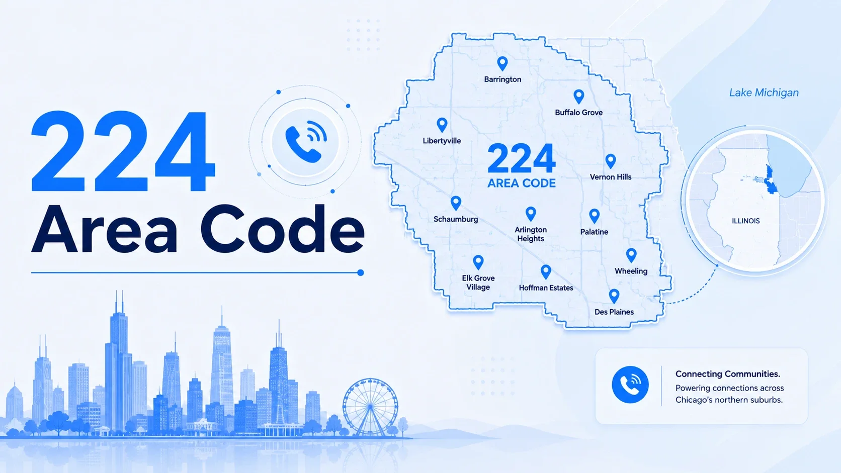 224 area code — location, coverage and cities across northeastern Illinois