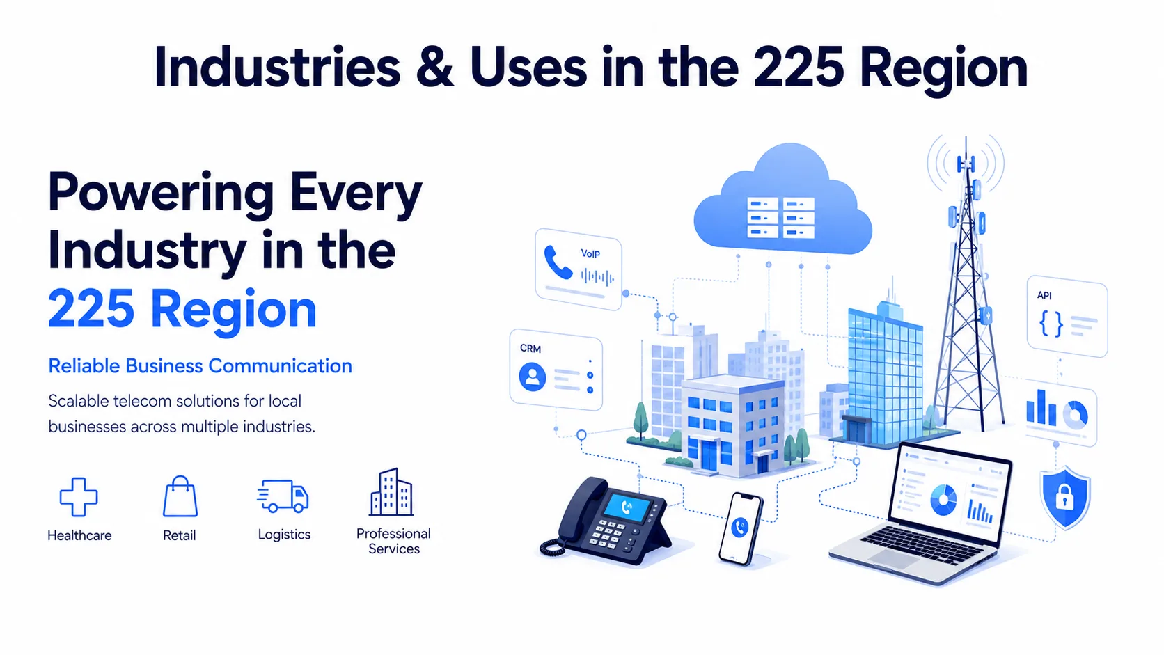 Industries and uses in the 225 region — powering every industry with reliable business communication