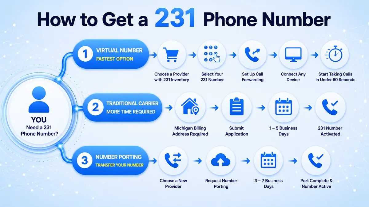 How to get a 231 phone number — virtual number options for northwest Michigan and Traverse City businesses worldwide