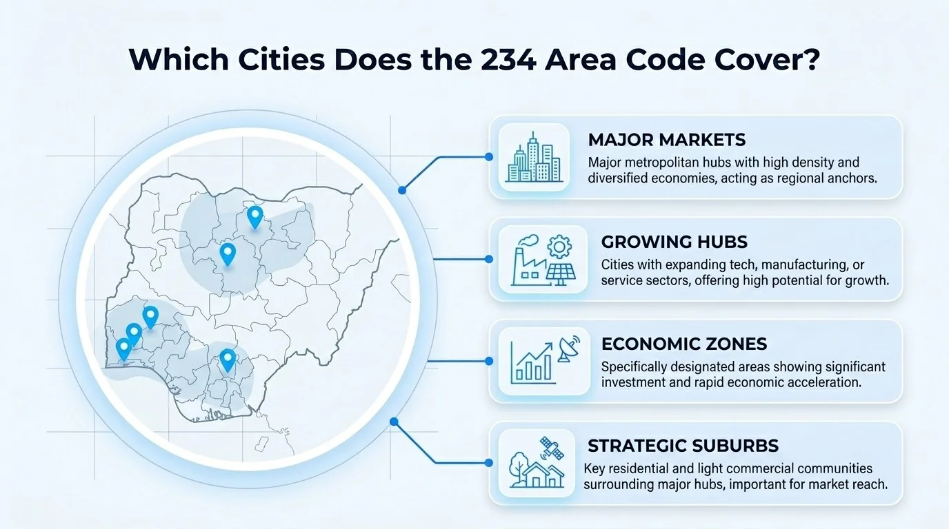 Major cities covered by the 234 area code in northeastern Ohio
