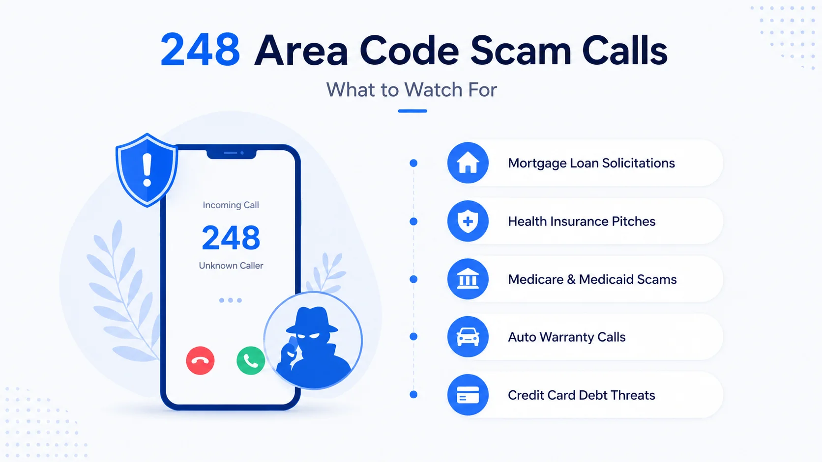 248 area code scam calls — what to watch for including mortgage solicitations, health insurance pitches, and Medicare scams