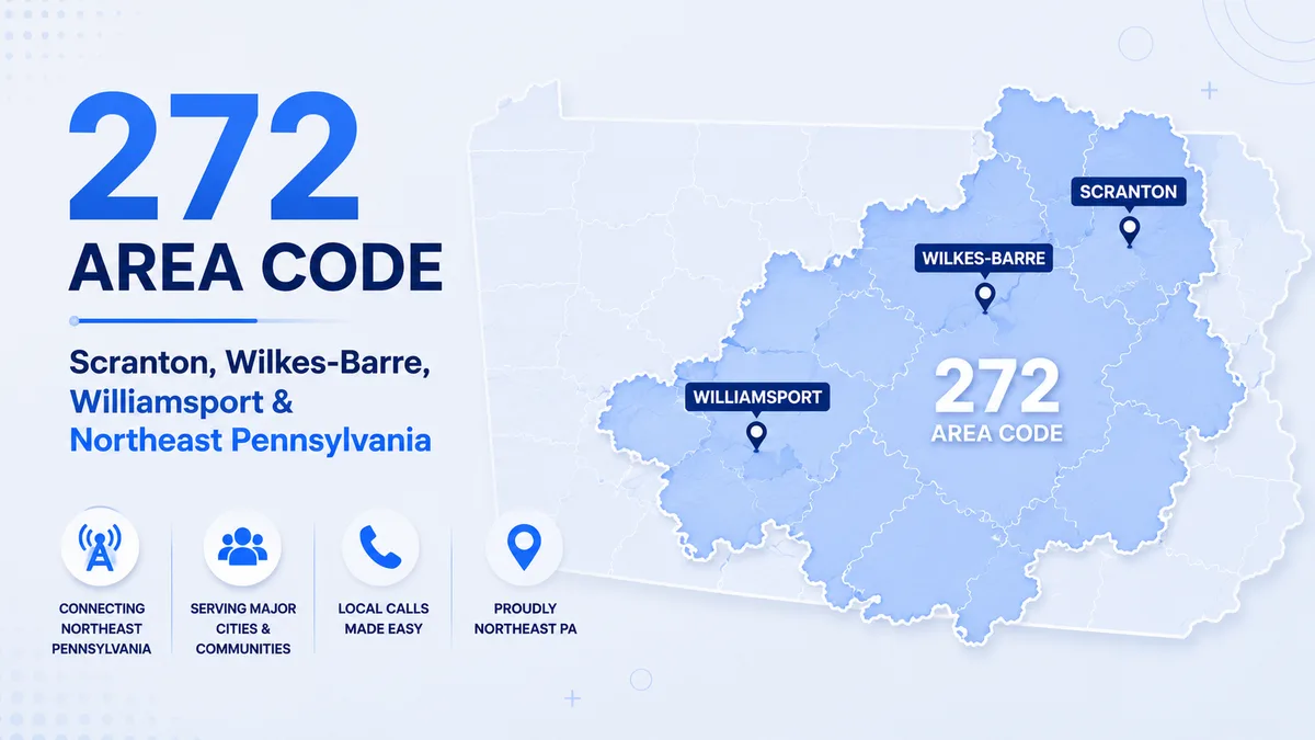 272 area code — northeastern Pennsylvania covering Scranton, Wilkes-Barre, Williamsport, and the Pocono Mountains