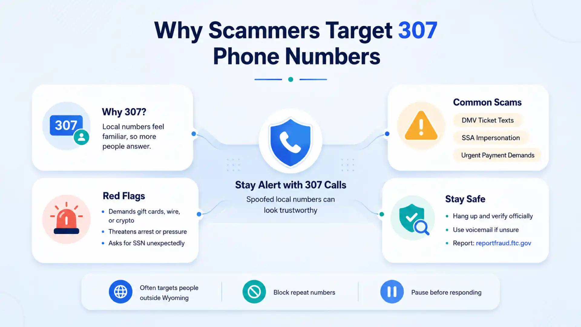 Why scammers target 307 phone numbers — common scams, red flags and how to stay safe