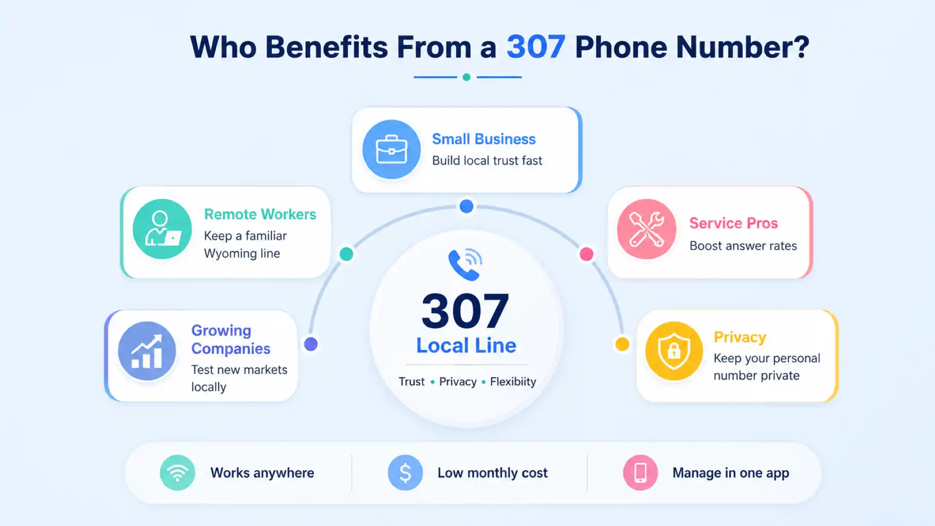 Who benefits from a 307 phone number — remote workers, small business, service pros, growing companies and privacy