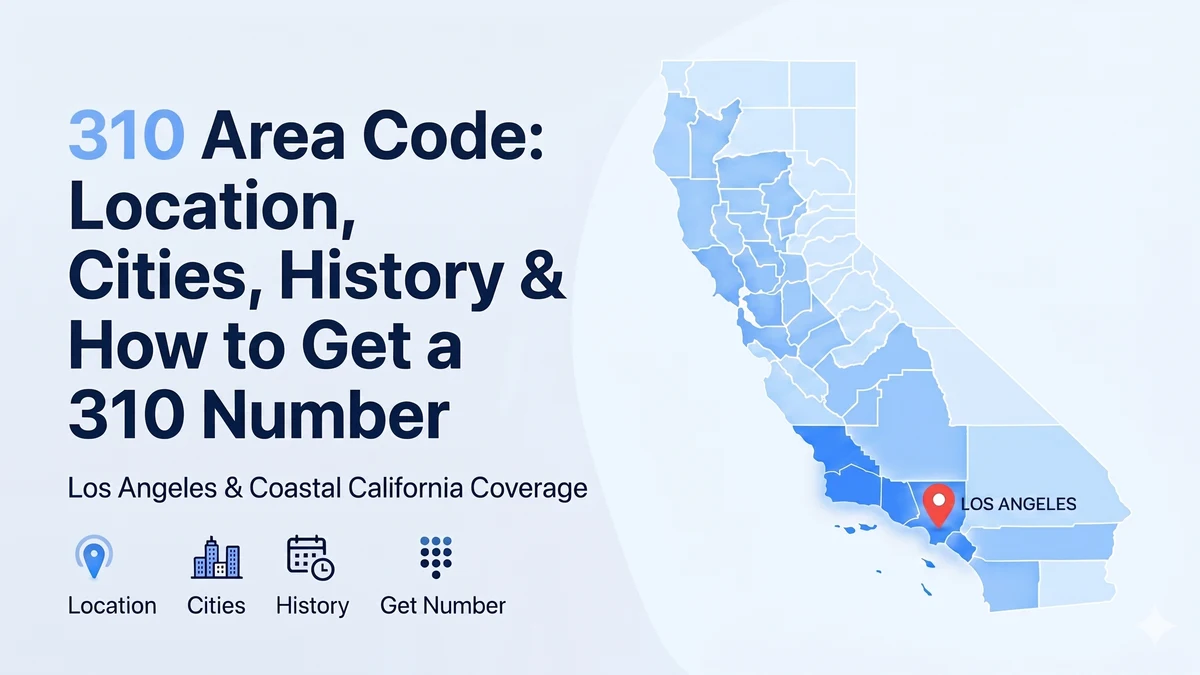 310 area code — Los Angeles, Beverly Hills, and Santa Monica coverage map in California