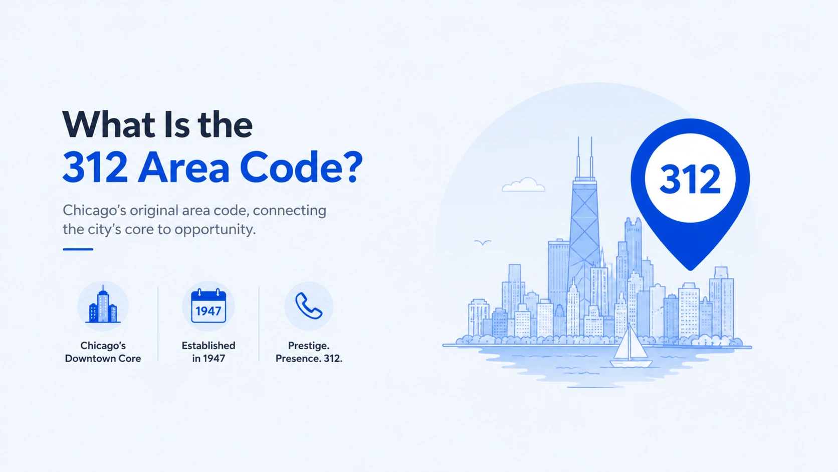 312 area code explained — one of America's oldest prefixes, established in 1947, serving Chicago's downtown core including the Loop and River North