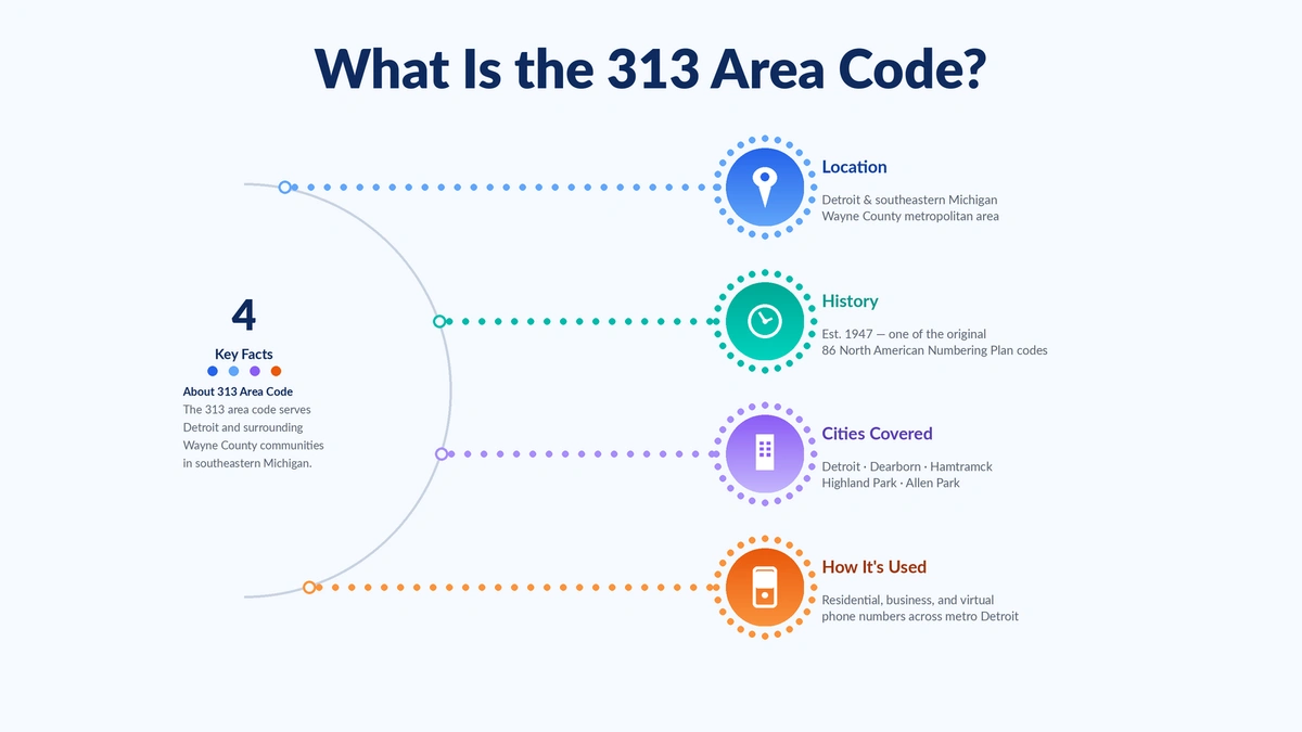 What is the 313 area code Detroit Michigan map