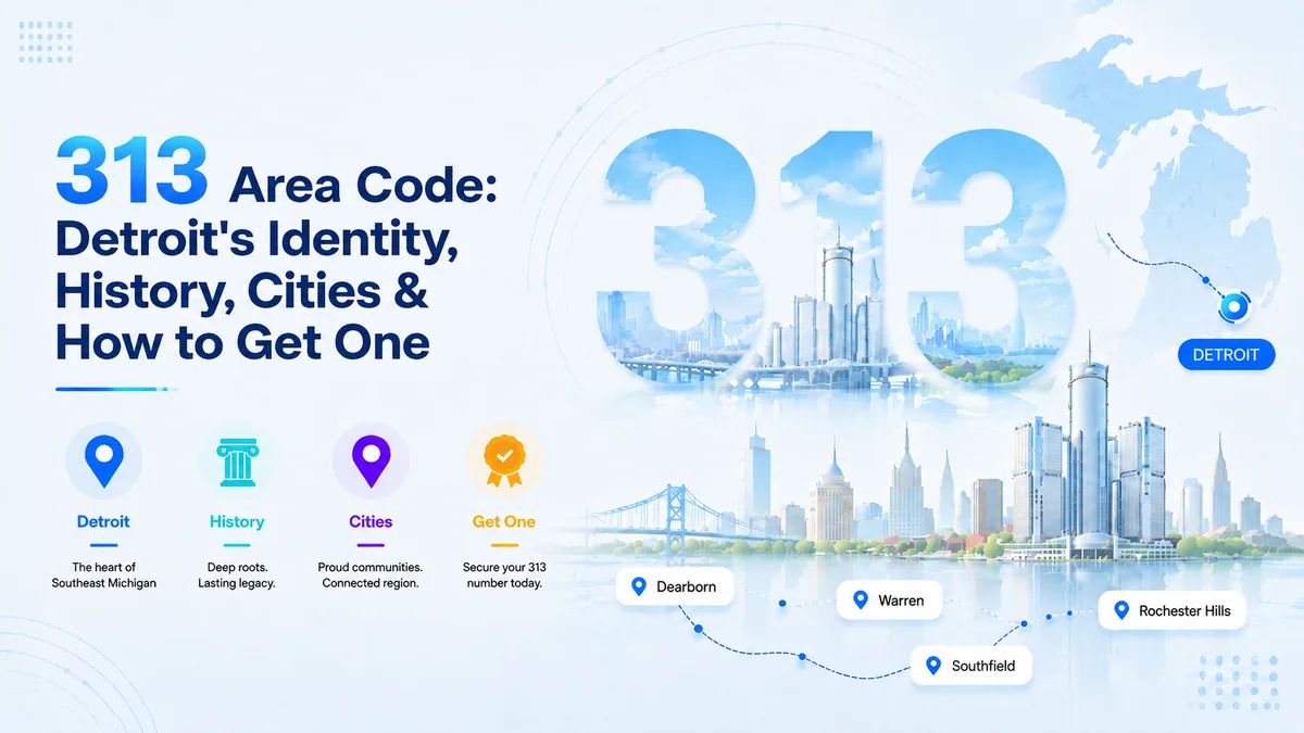 313 area code — Detroit Michigan location, cities and coverage map