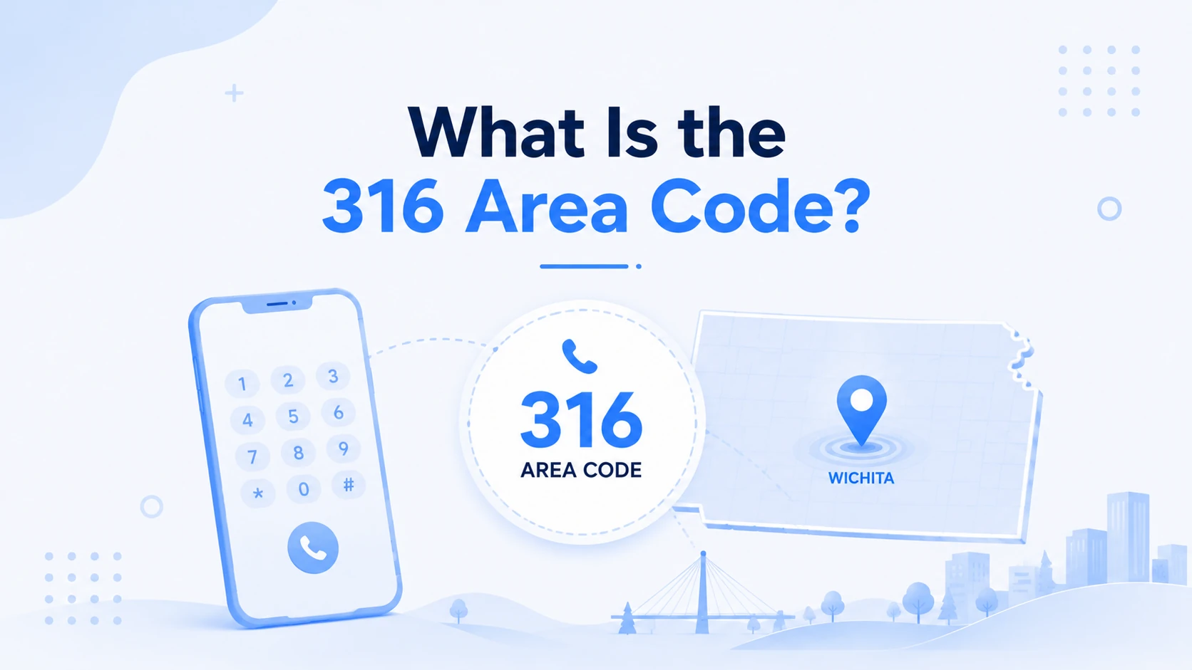 316 area code coverage map showing Wichita metropolitan area and south-central Kansas