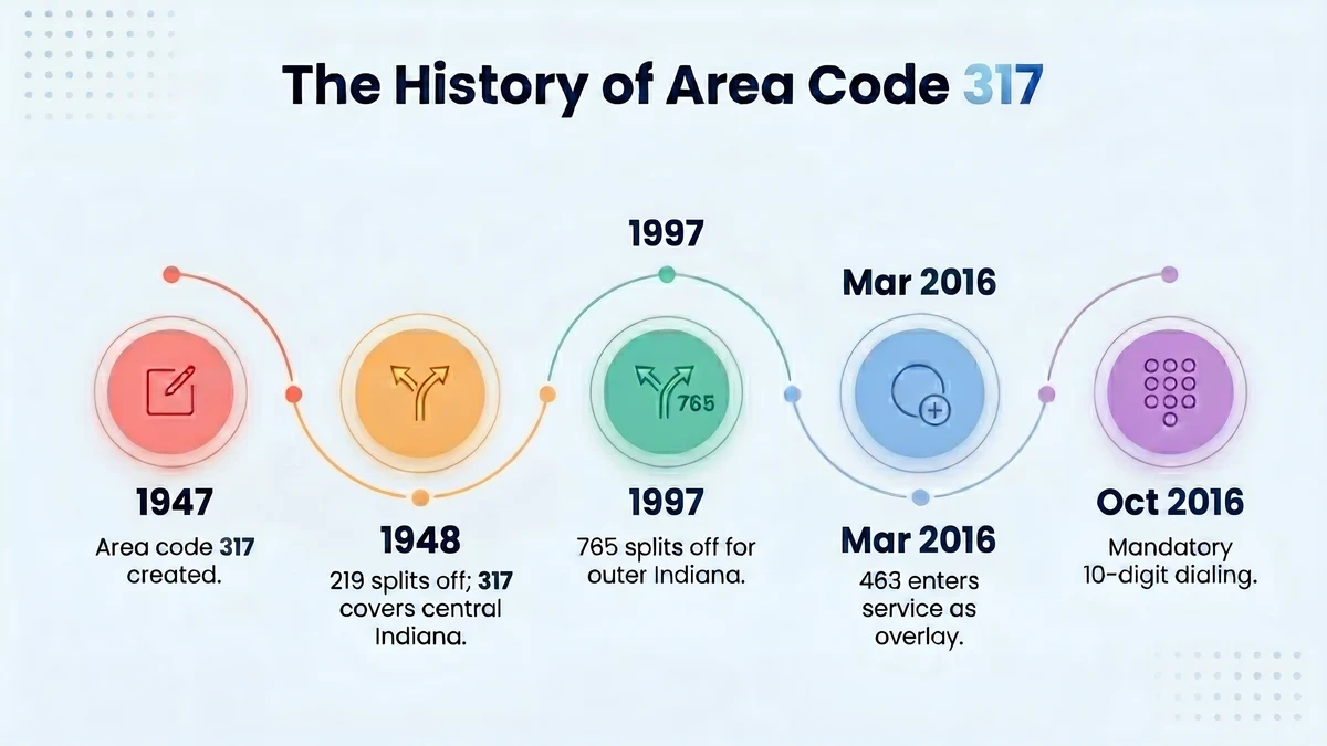 History of the 317 area code Indianapolis Indiana timeline