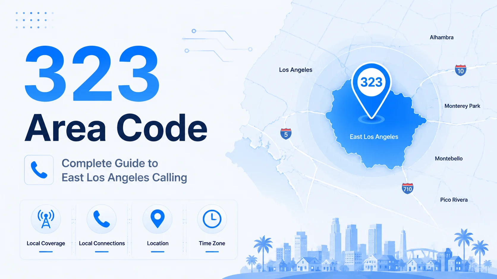 323 area code — location, coverage and cities across East Los Angeles, California