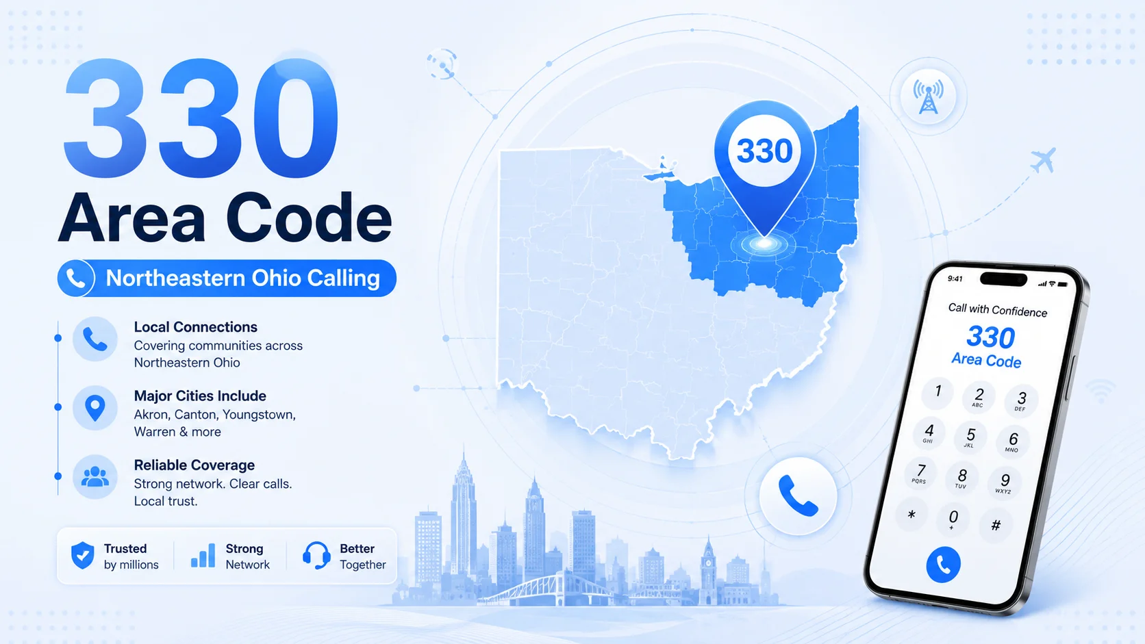 330 area code — location, coverage and cities across northeastern Ohio