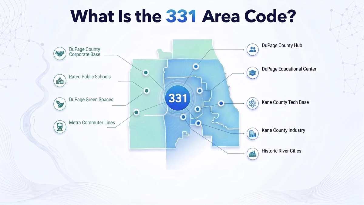 What is the 331 area code — western Chicago suburbs territory in Illinois overlaying the 630 code, covering Naperville, Aurora, Elgin, Wheaton, and DuPage County communities
