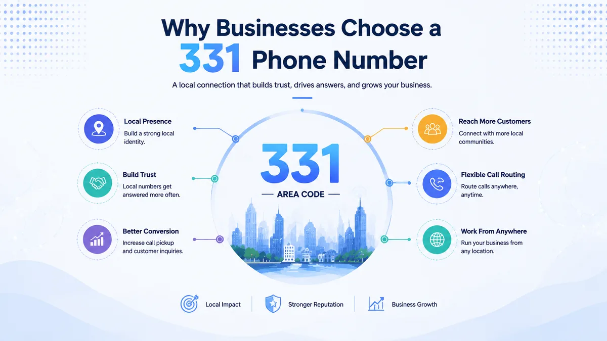 Why businesses choose a 331 area code number — building local credibility with Naperville, Aurora, and Elgin clients using a western Chicago suburbs virtual phone number