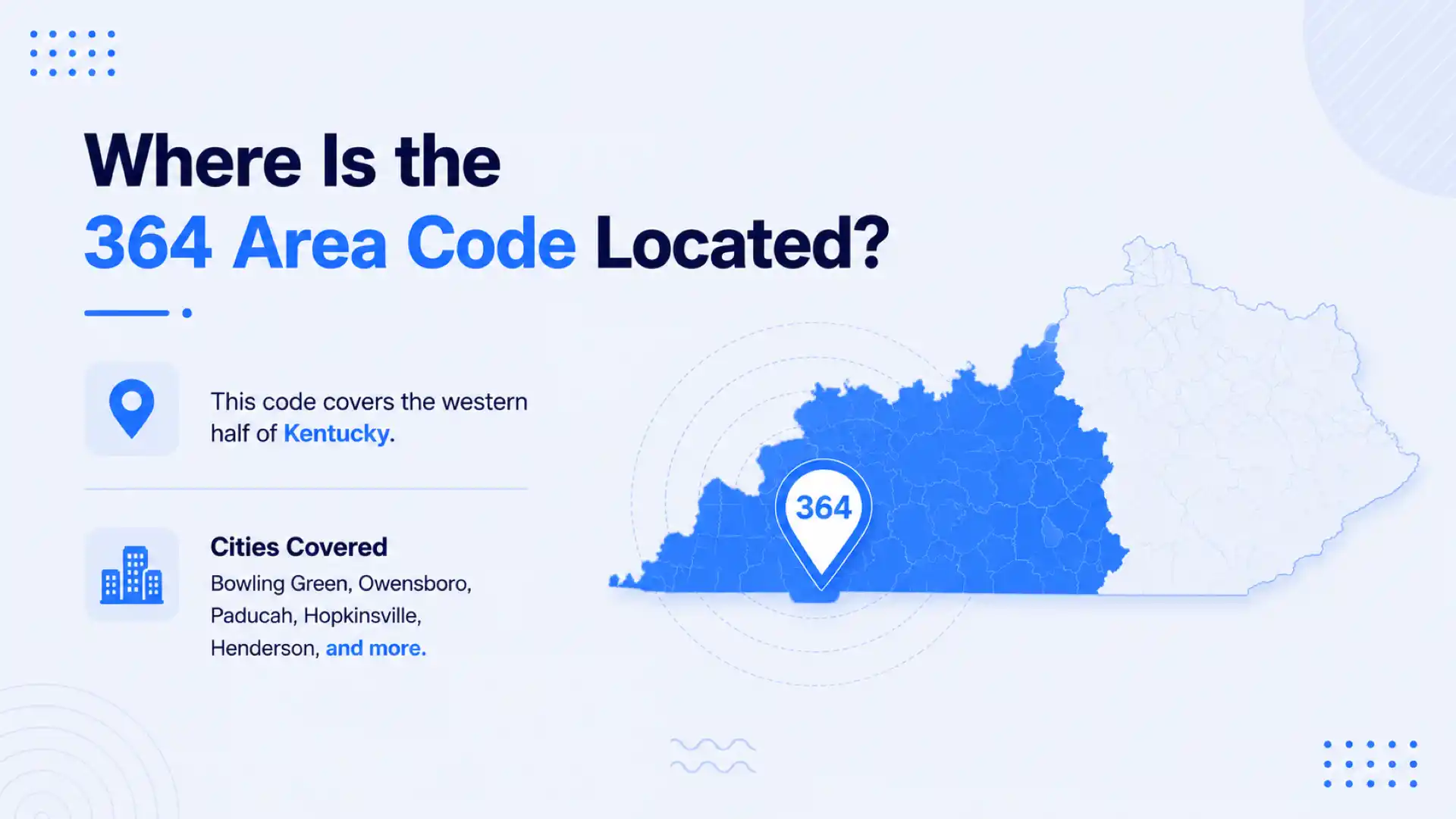 Where is the 364 area code located — western Kentucky coverage map with cities like Bowling Green, Owensboro, Paducah, Hopkinsville and Henderson