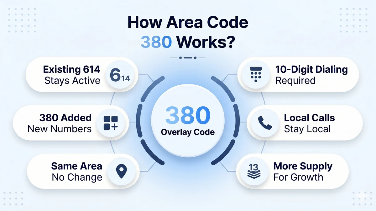 How area code 380 works — overlay with 614 in Columbus Ohio