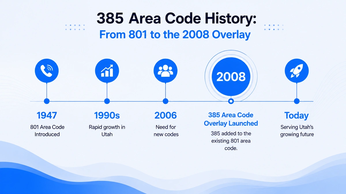 History of the 385 area code — from the original 801 Utah code in 1947 to the 2008 overlay launch