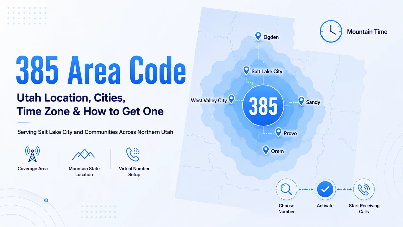 385 area code — Utah Wasatch Front area code covering Salt Lake City, Provo, Ogden and surrounding counties