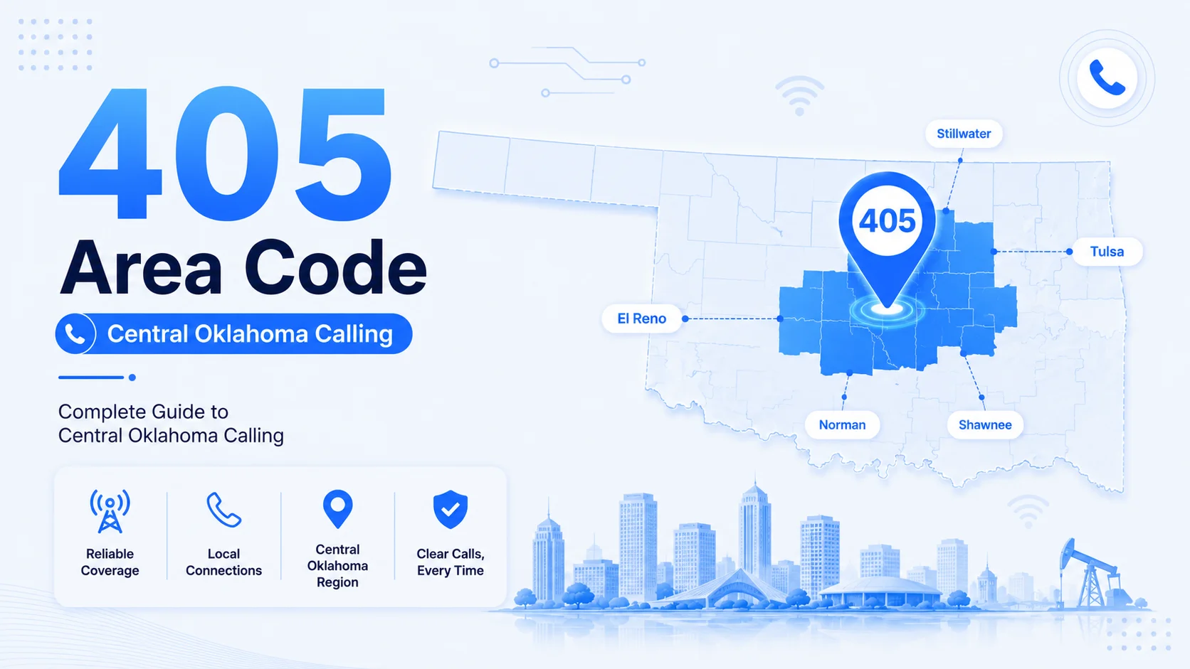 405 area code — location, coverage and cities across central Oklahoma