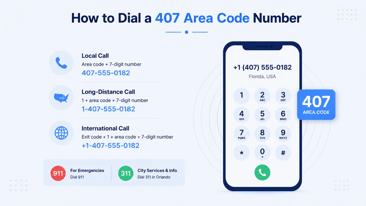How to dial a 407 area code number Central Florida guide