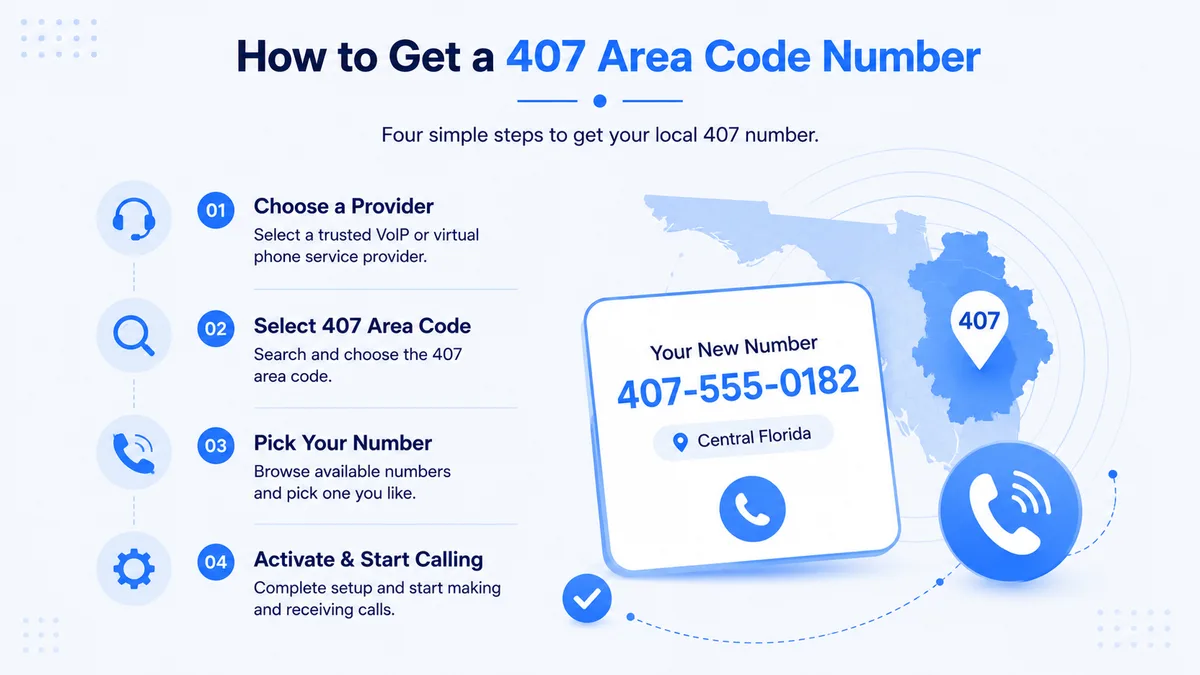 How to get a 407 area code virtual phone number Orlando