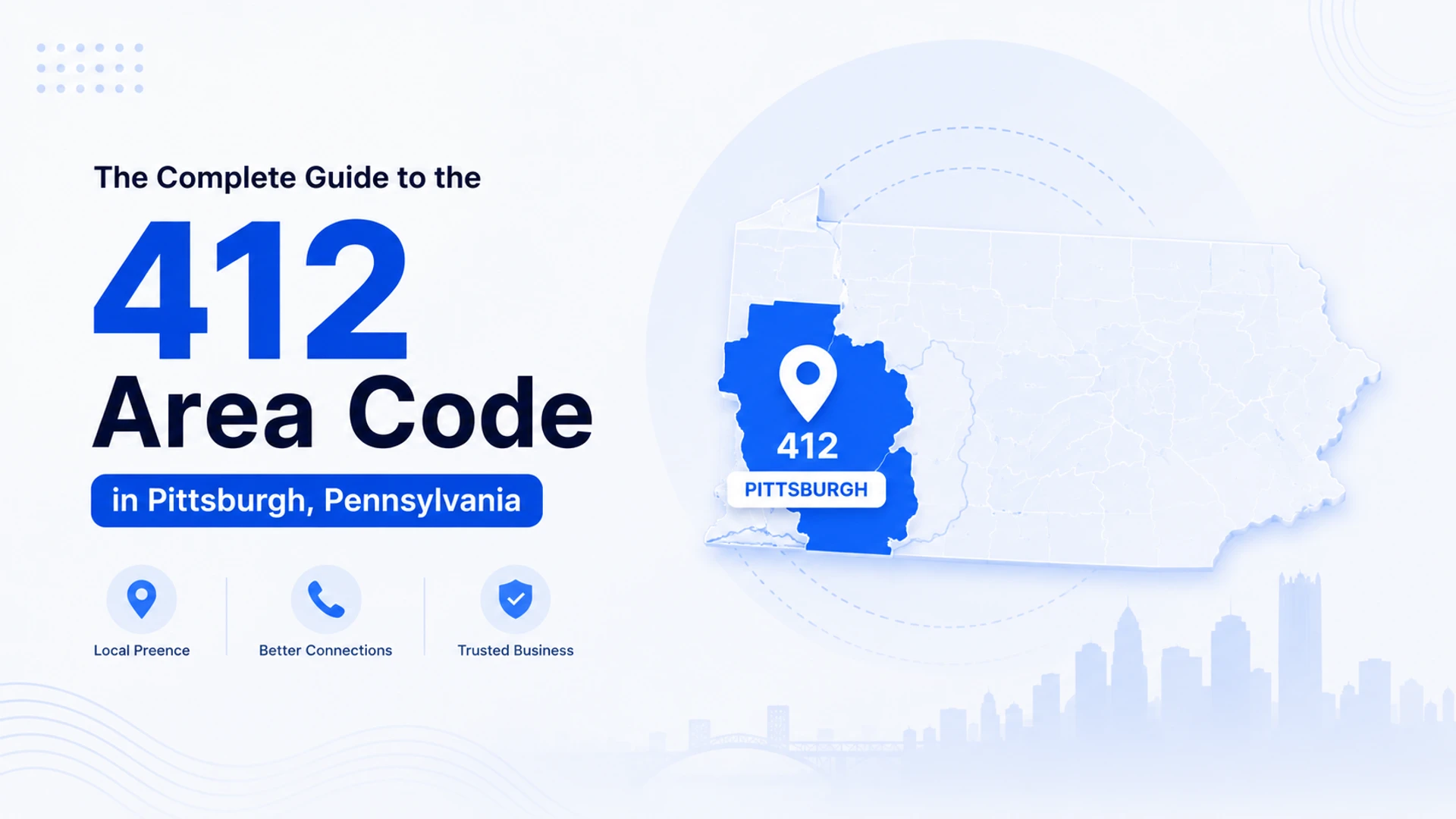 412 area code — Pittsburgh, Pennsylvania and Allegheny County coverage including Steel City, Carnegie Mellon, UPMC, and surrounding suburbs