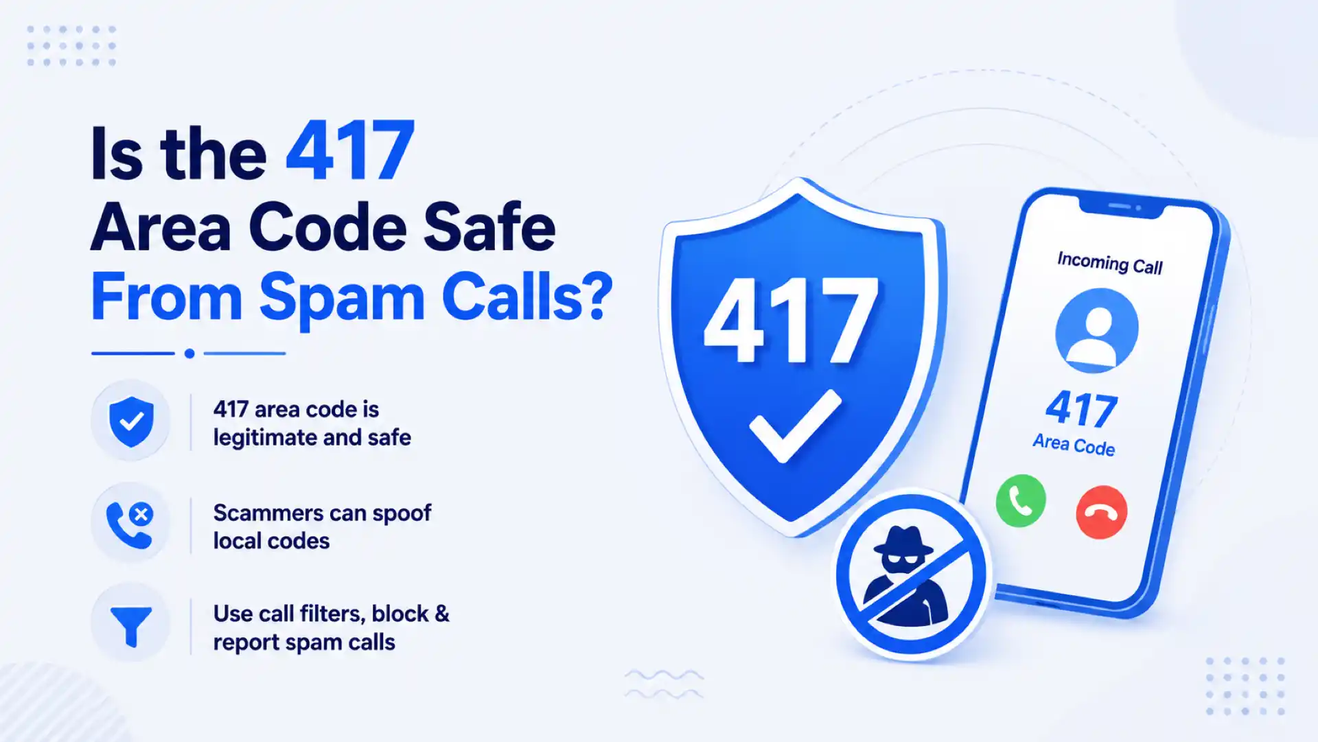 Is the 417 area code safe from spam calls — legitimate code with spam-filtering tips