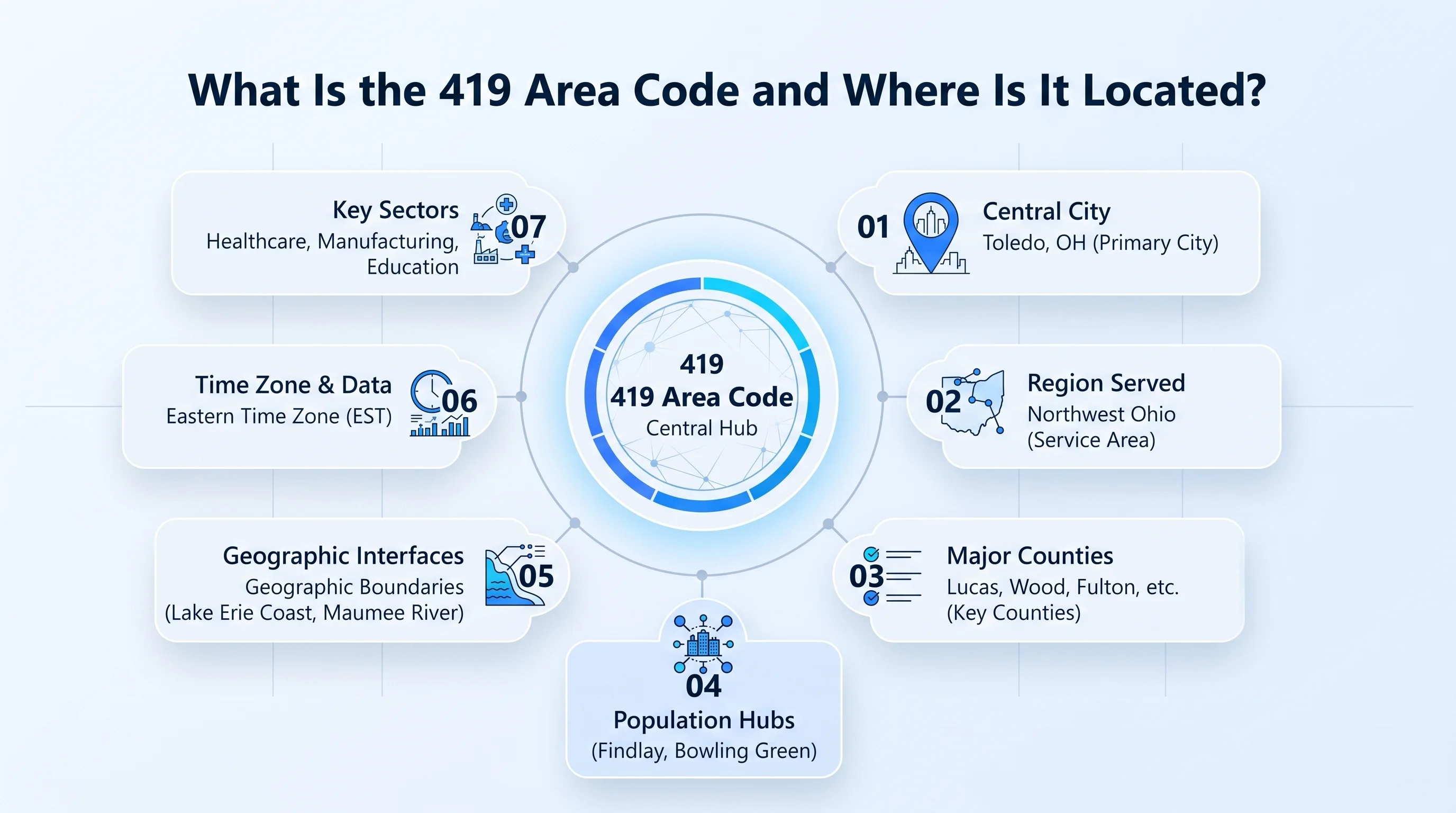 Map showing the 419 area code location across northwestern Ohio