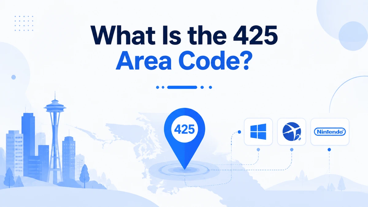 425 area code explained — created in 1995 as a split from 206, serving the Seattle Eastside technology corridor in Washington State including Microsoft, Expedia, and Nintendo of America campuses