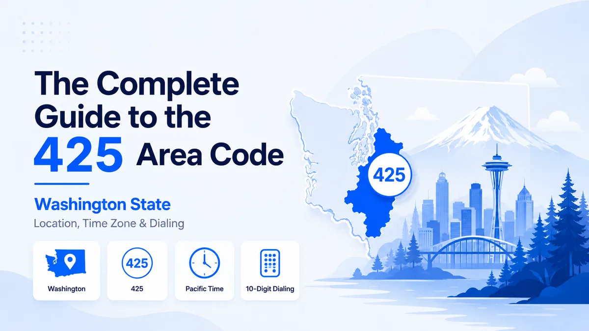 425 area code — Seattle Eastside, Washington State coverage including Bellevue, Redmond, Kirkland, Renton, and surrounding King and Snohomish County communities