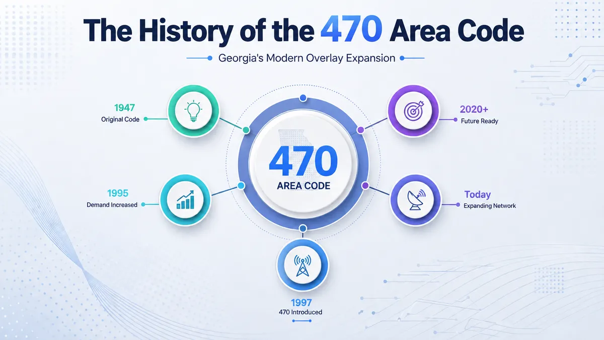470 area code history timeline — from Georgia's original 404 in 1947 to the 470 overlay launch in 2010