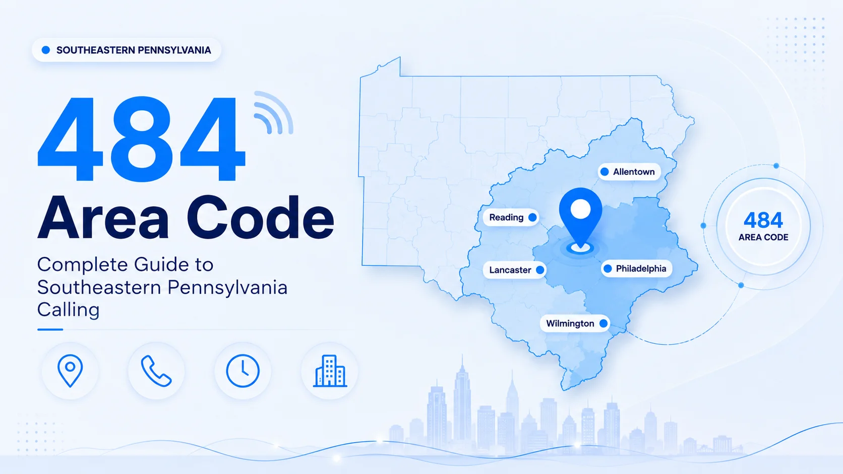 484 area code — location, coverage and cities across southeastern Pennsylvania