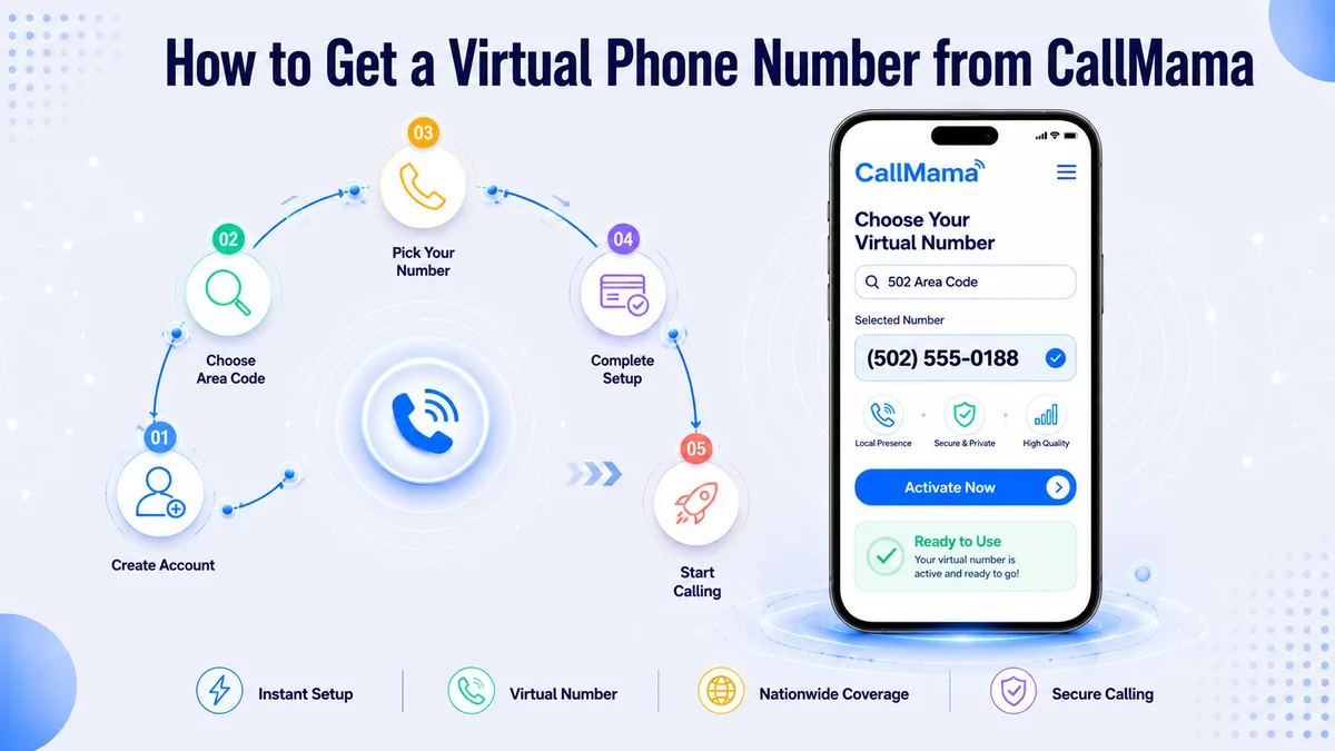 How to get a virtual 502 phone number from CallMama — choose a Louisville or Frankfort prefix and activate a Kentucky number in minutes with no SIM card or contract