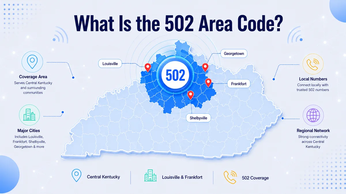 What is area code 502 — north-central Kentucky map covering Louisville, Frankfort, Shelbyville, Bardstown, La Grange, and the Bluegrass region