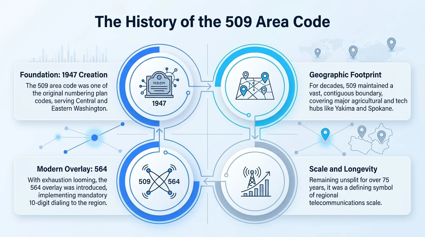 History of the 509 area code — one of the original 1947 North American Numbering Plan codes