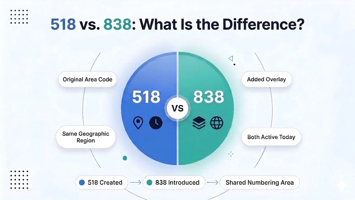 518 vs 838 area code difference overlay northeastern New York