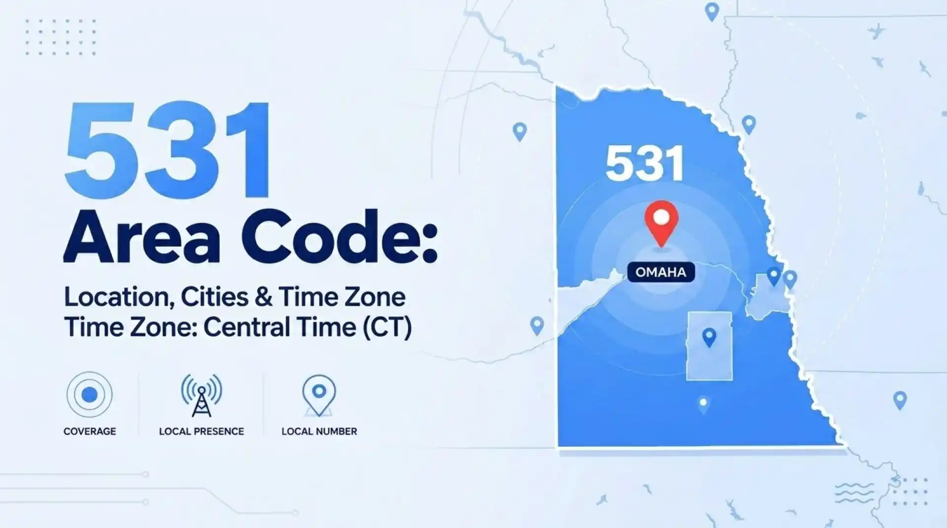 531 Area Code: Location, Cities & Time Zone — Central Time (CT), covering Omaha and eastern Nebraska