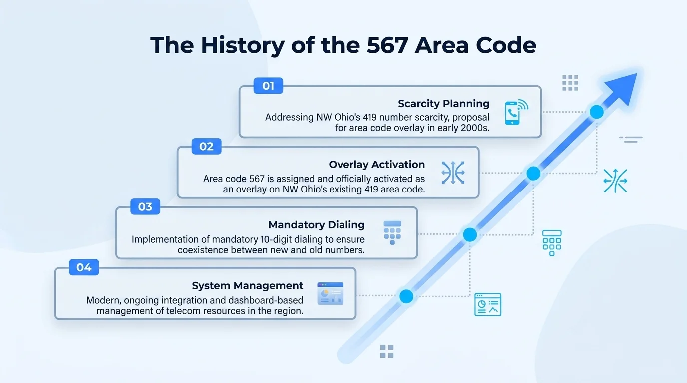 History of the 567 area code — introduced 2002 as an overlay for northwest Ohio's 419 code