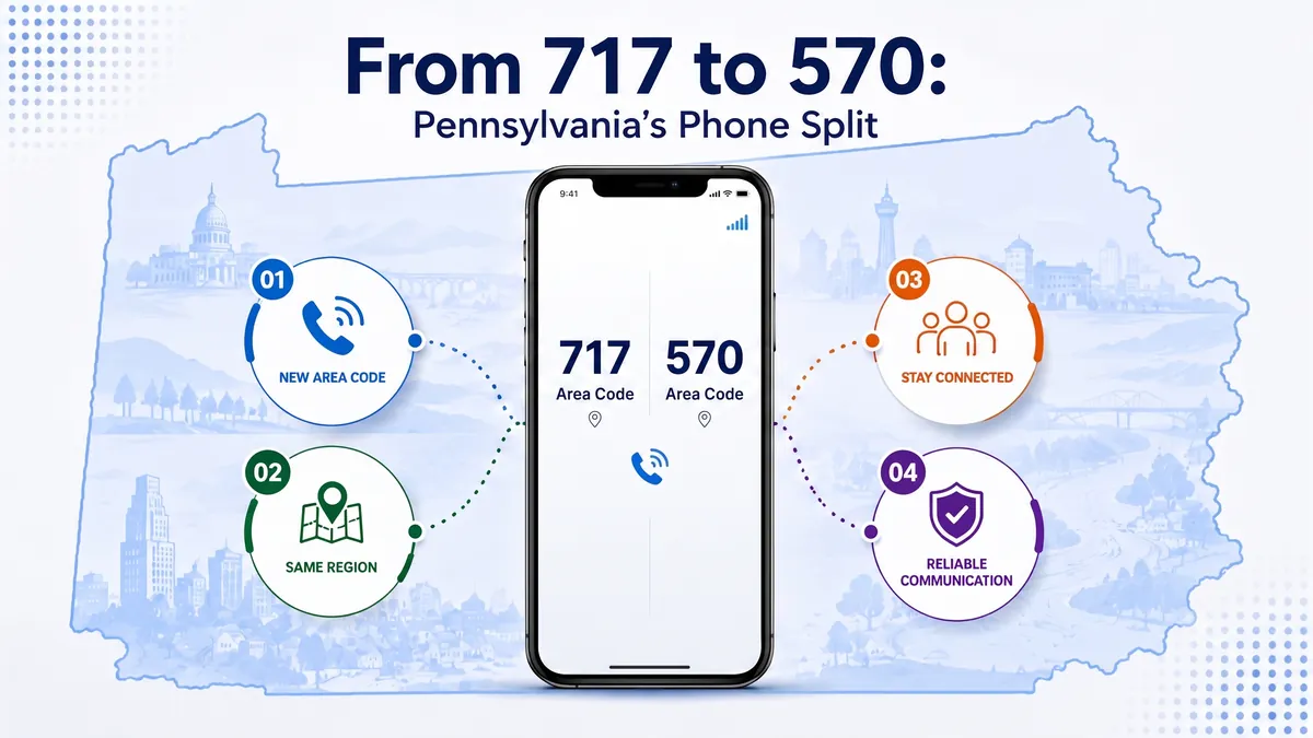 570 area code history timeline — from Pennsylvania's original 717 to the 570 split in 1998 and the 272 overlay in 2013