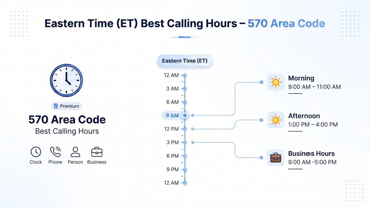 570 area code time zone — Eastern Time in northeastern Pennsylvania with time offset guide from major US cities