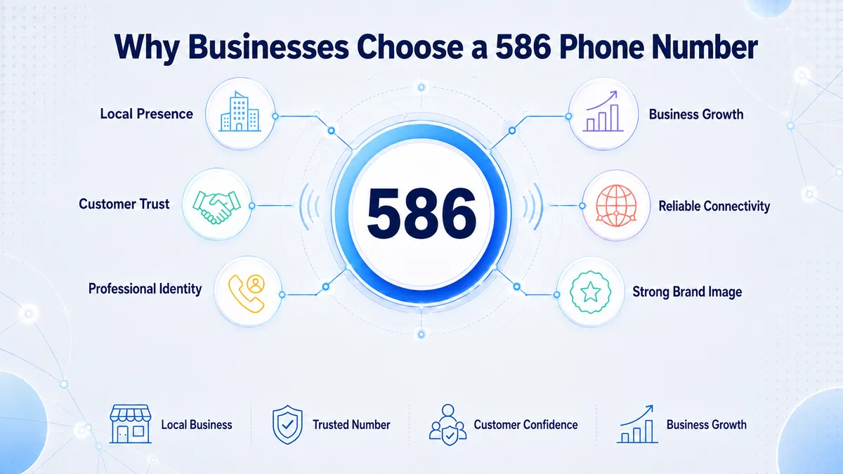 Why businesses choose a 586 area code number — building local credibility with Warren, Sterling Heights, and Clinton Township clients using a Macomb County Michigan virtual phone number