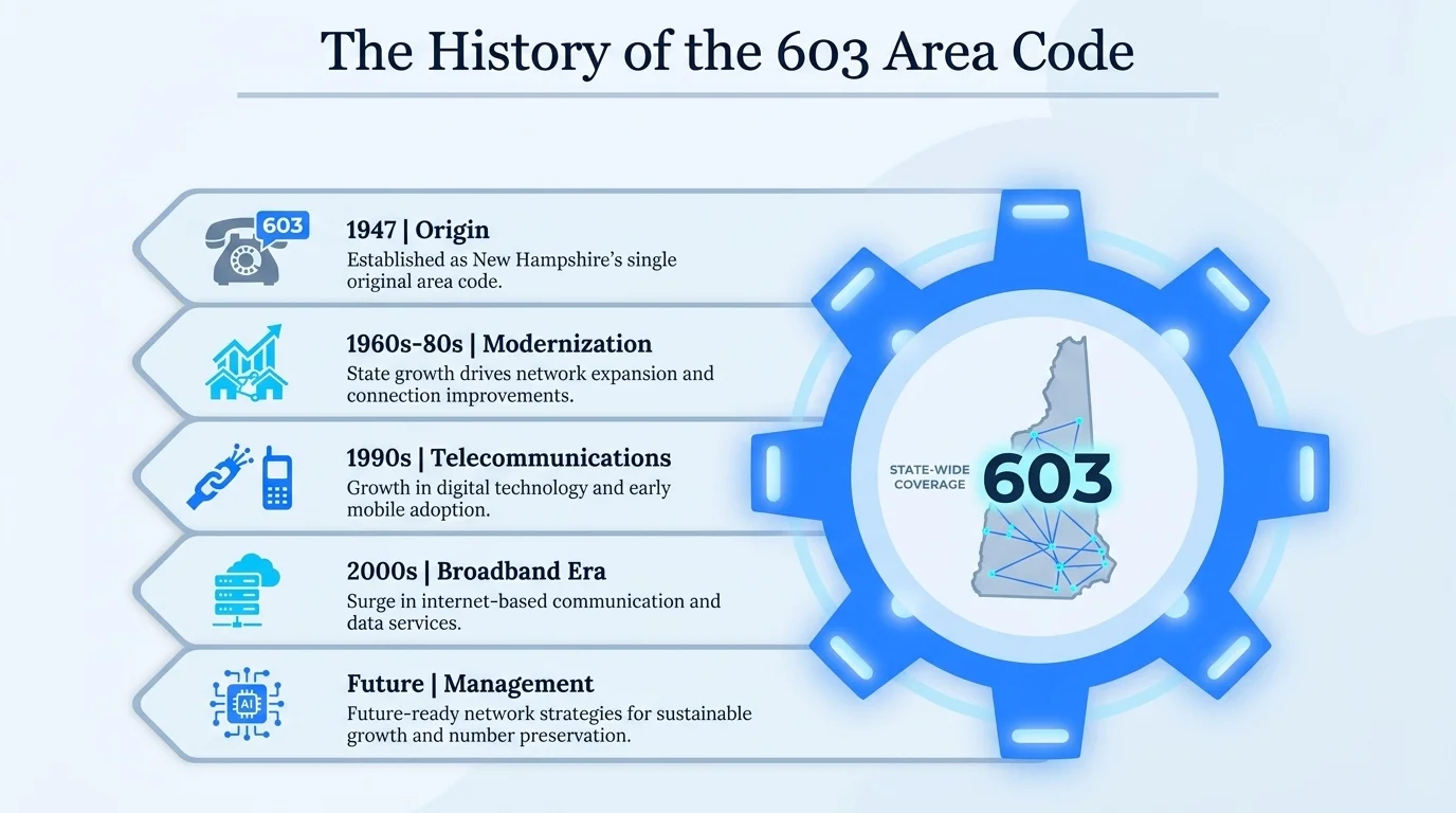 History of the 603 area code — established 1947 as one of the original NANP codes for New Hampshire